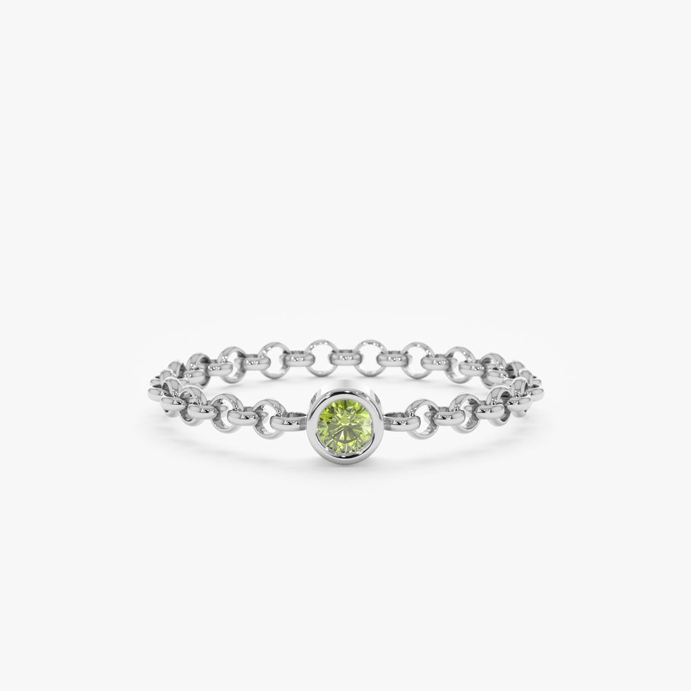Solid Gold Peridot Chain Ring (701B9F)