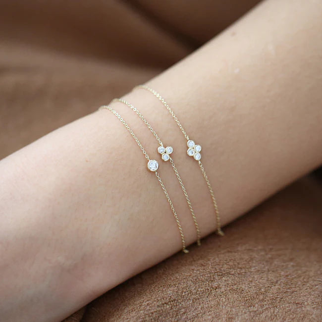 Solid Gold Triangle Trio Dainty Lab-Grown Diamond Bracelet