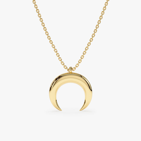 Solid Gold Crescent Horn Necklace