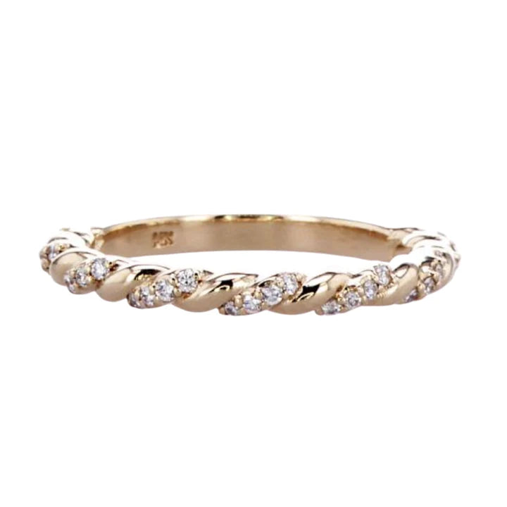 Solid Gold and Diamond Rope Ring (68DD46)
