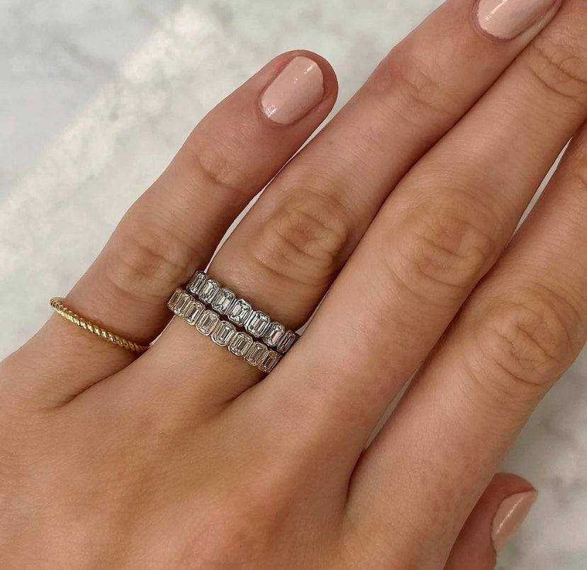 Solid Gold Petite Moissanite Wedding Band