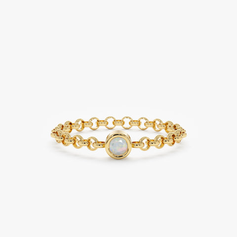 Solid Gold Opal Chain Ring (ADCE11)