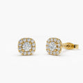 Solid Gold Halo Setting Lab-Grown Diamond Studs