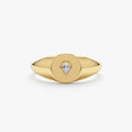 Solid Gold Pear Diamond Signet Ring