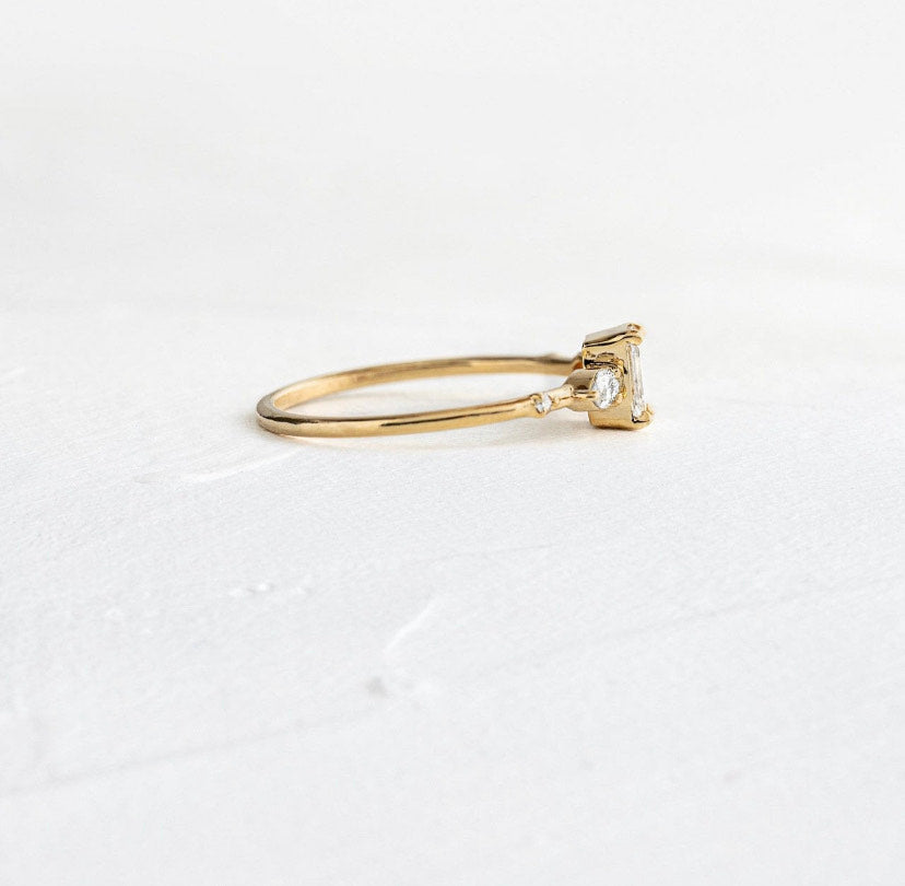 14K Solid Gold Stackable Moissanite Ring