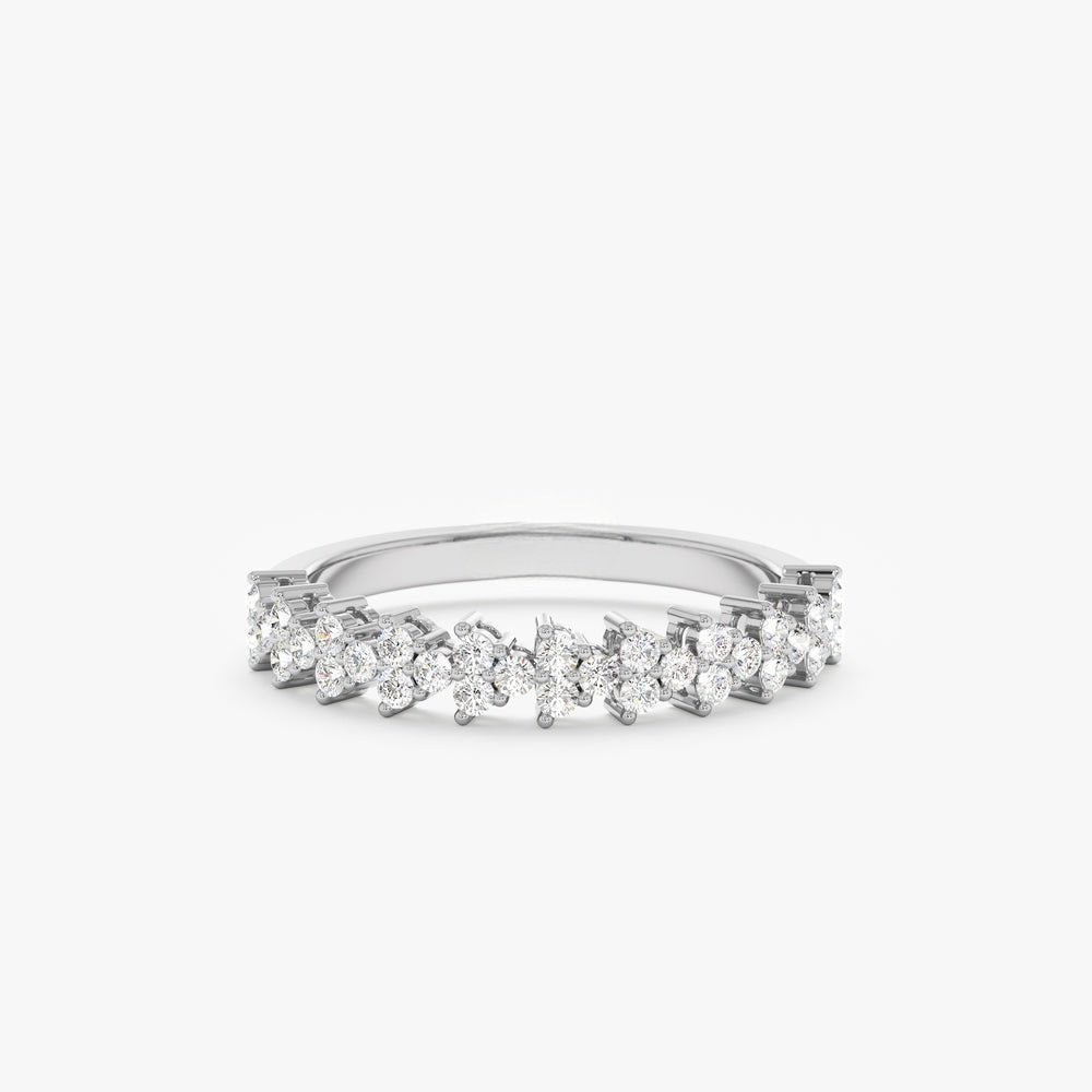 Solid Gold Cluster Diamond Half Eternity Ring (BBB233)