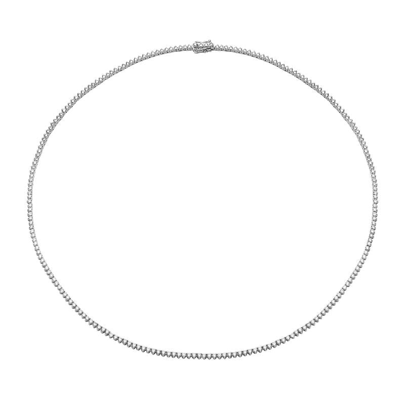 Solid Gold Celestique Mini Prong Natural Diamond Tennis Necklace