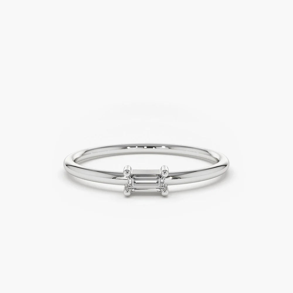 Solid Gold Single Baguette Diamond Ring (24311D)