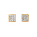 Solid Gold Square Diamond Studs