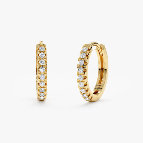 Solid Gold Small Diamond Huggies