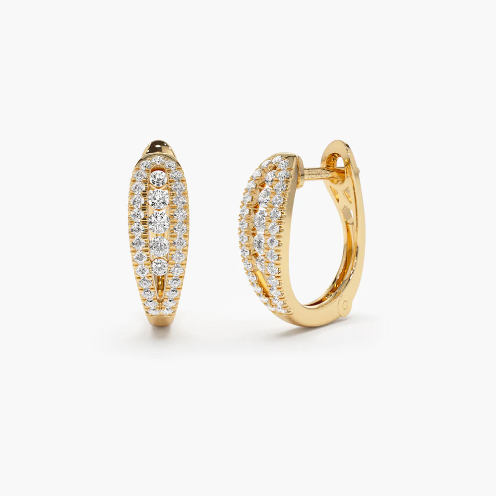 Solid Gold Cute Diamond Huggie Earring