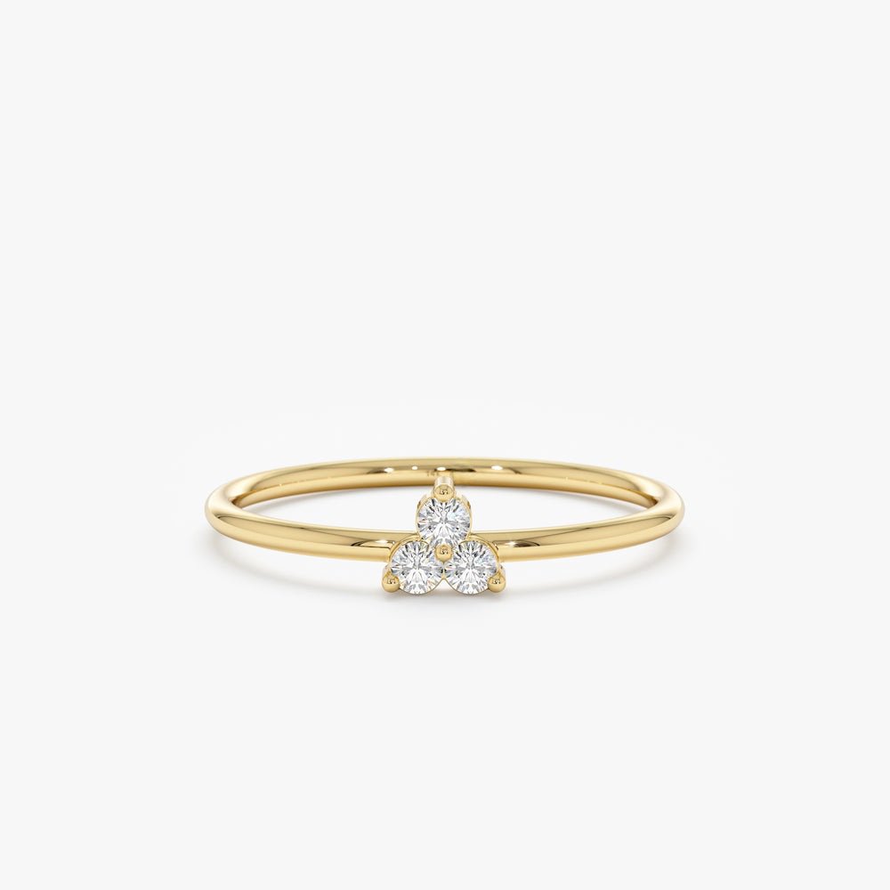 Solid Gold Triple Diamond Cluster Ring (96DFD8)