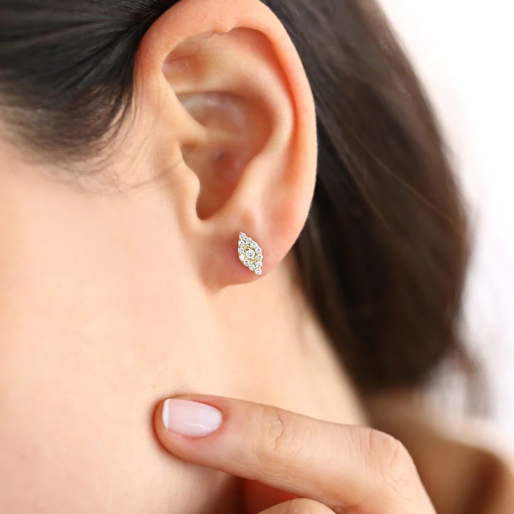 Solid Gold Evil Eye Lab-Grown Diamond Studs