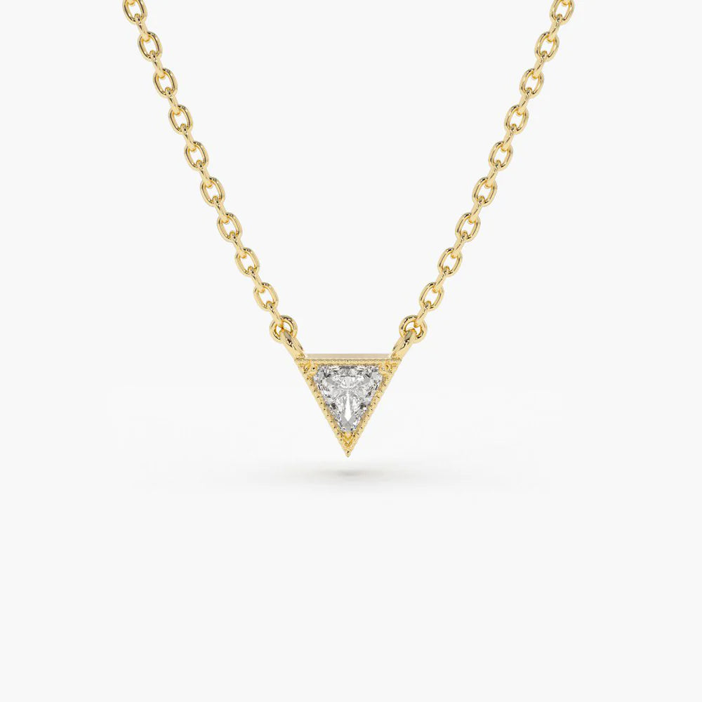 Solid Gold Triangle Cut Diamond Solitaire Necklace