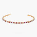 Solid Gold Prong Setting Diamond and Ruby Tennis Bracelet