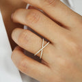 Solid Gold Diamond Criss Cross Pave Ring