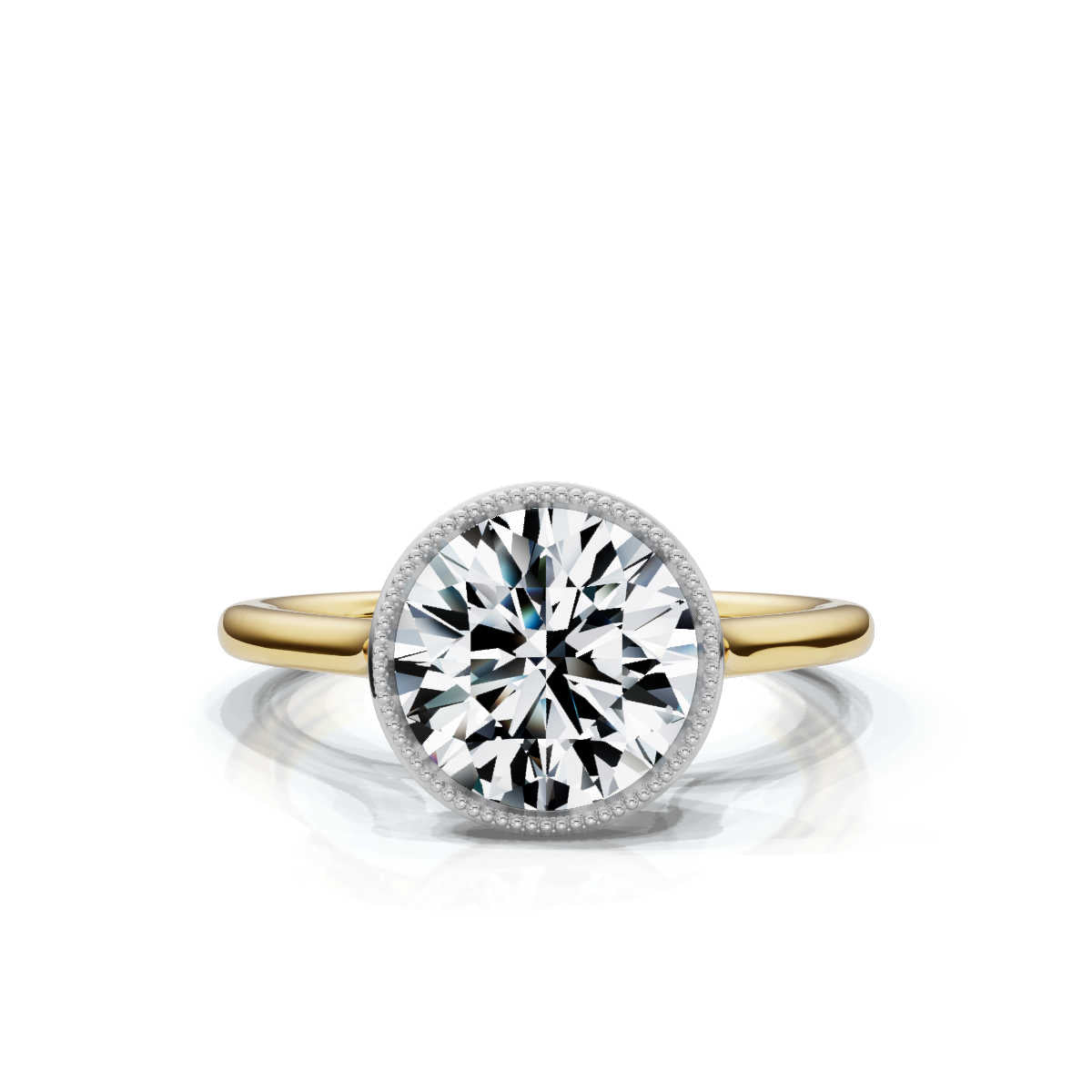 Solid Gold 2 CT Bezel Lab Grown Diamond Engagement Ring