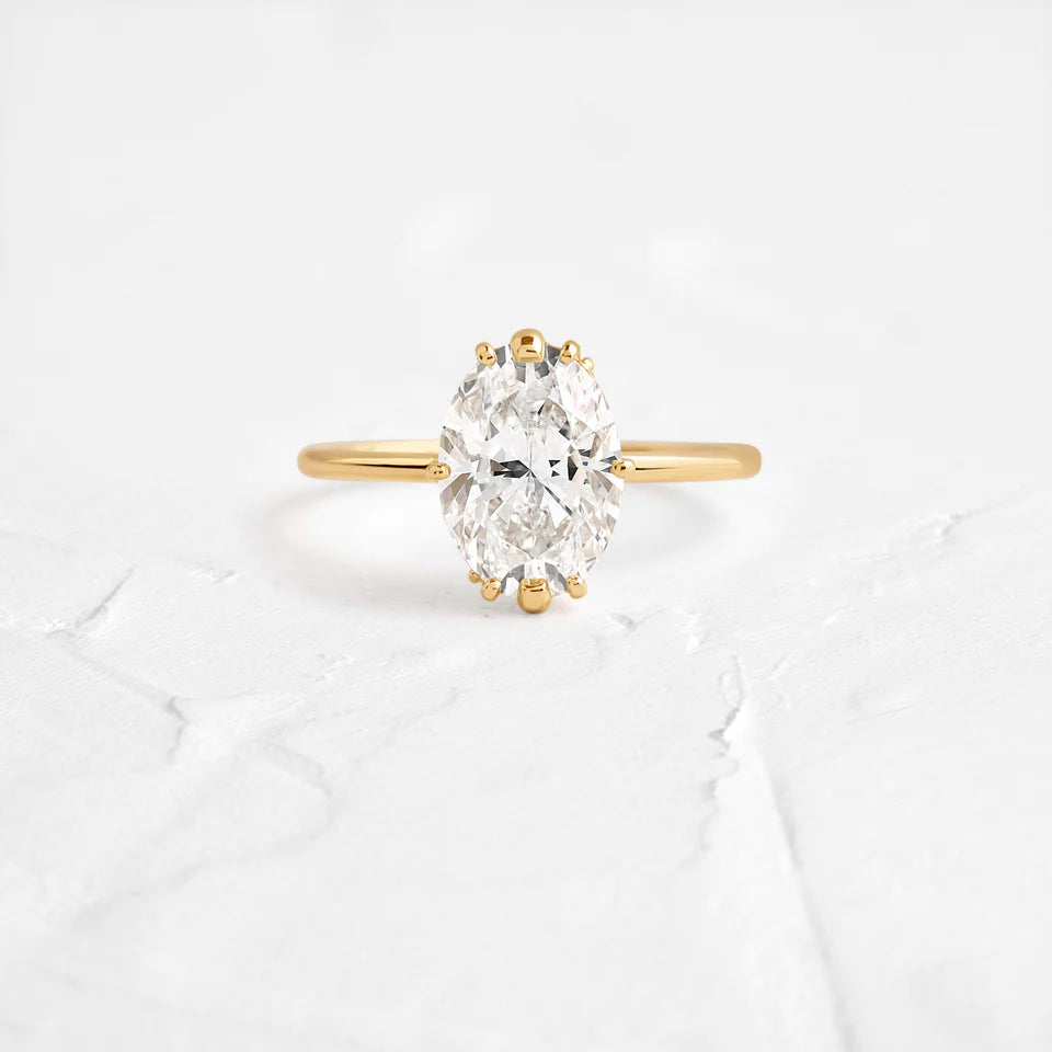 Unveiled Ring with Diamond Sweep, 1.05ct. Oval Cut Moissanite Diamond Ring