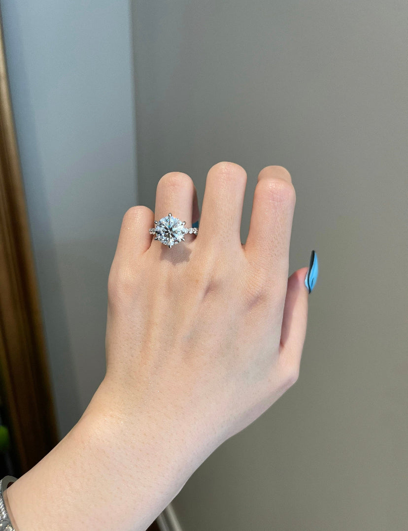Solid Gold 5 Carat Moissanite Diamond Engagement Ring