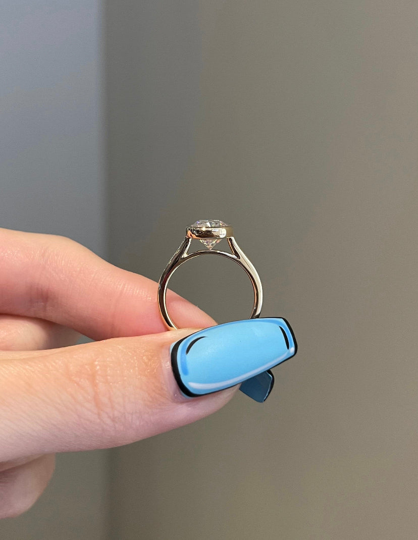 Solid Gold 3 Carat Cushion Moissanite Diamond Engagement Ring
