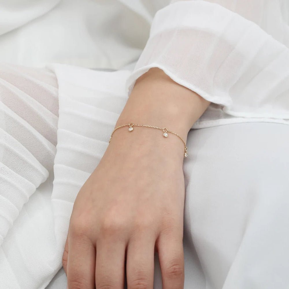 Solid Gold Diamond By the Yard Charm Bracelet