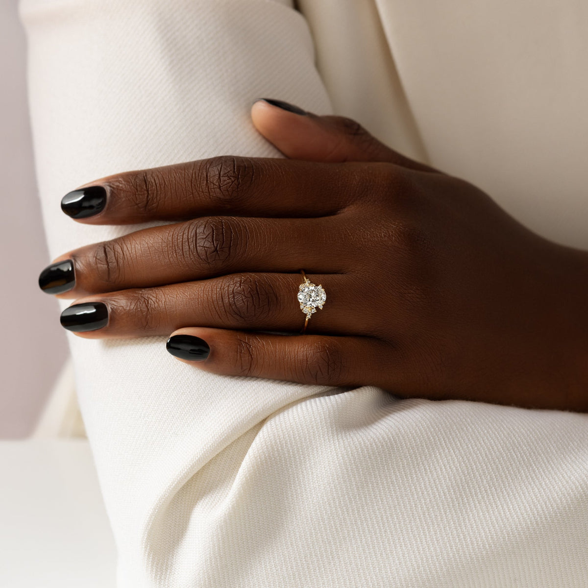 Solid Gold 2 CT Stargaze Ring, Oval Cut Diamond Moissanite Engagement Ring