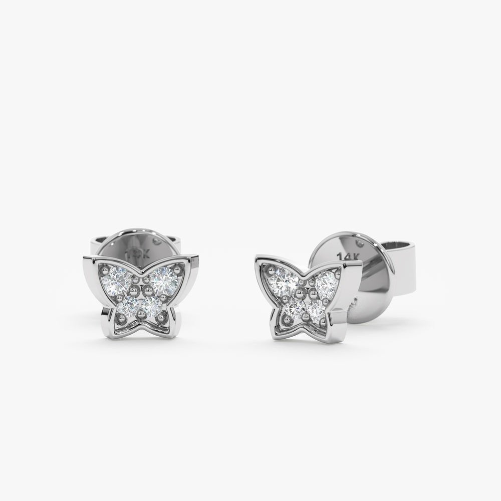 Solid Gold Mini Diamond Butterfly Studs