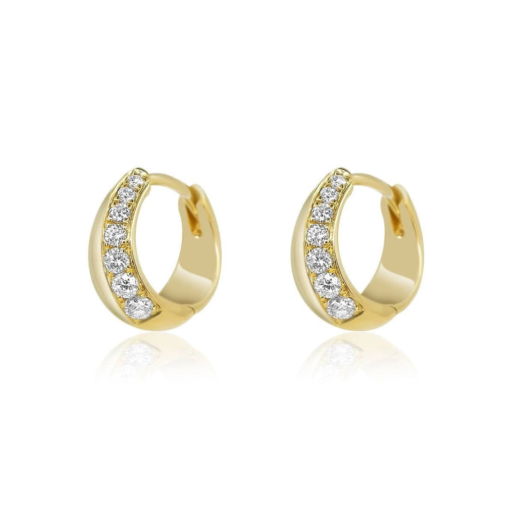 Solid Gold Half Diamond Hoop Earring