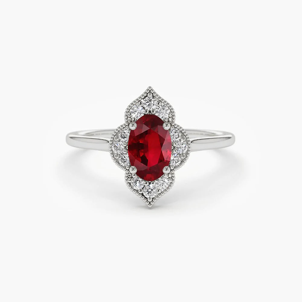 Solid Gold Victorian Genuine Ruby Ring
