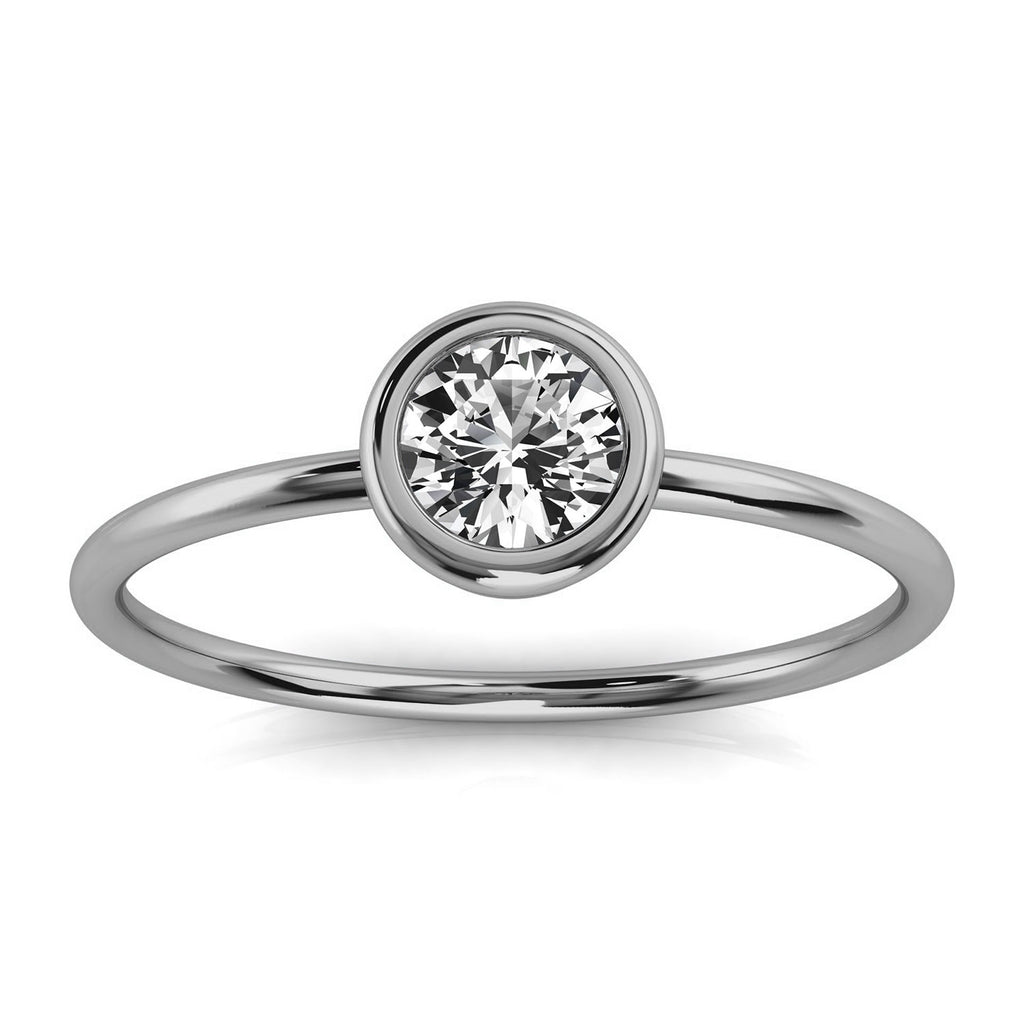 Solid Gold Bezel Solitaire Lab Grown Diamond Ring