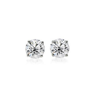 Solid Gold Lab-Created Diamond 4-Prong Screw back Stud Earring (2C4D53)