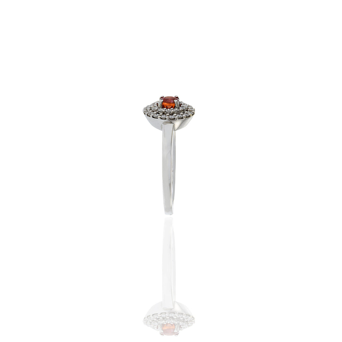 Solid Gold Orange Sapphire and Diamond Ring