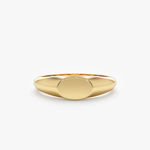 Solid Gold Engravable Oval Signet Ring