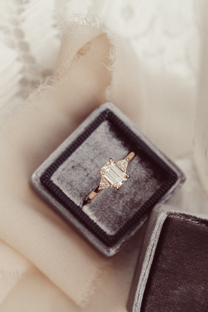 Solid Gold Lab-Grown Diamond Emerald Cut Ring (001C6B)