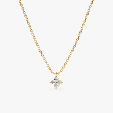 Solid Gold Petite Diamond Clover Necklace (C3FA60)