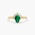 Solid Gold Pear Shape Emerald Engagement Ring