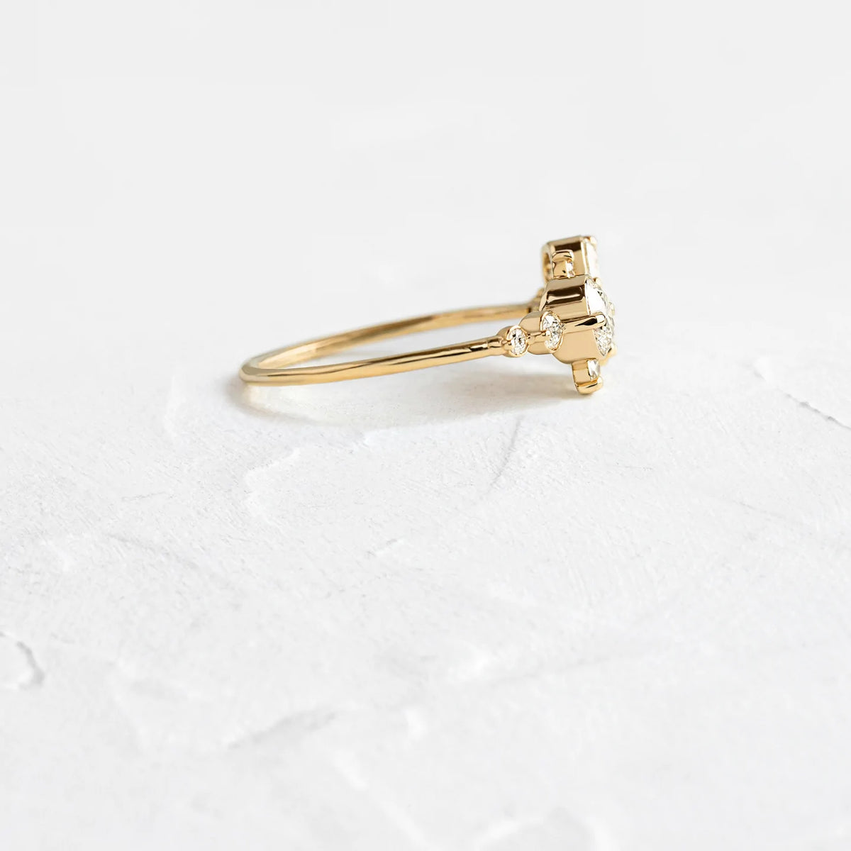 Solid Gold Stars at Eventide Ring , Moissanite Diamond Ring