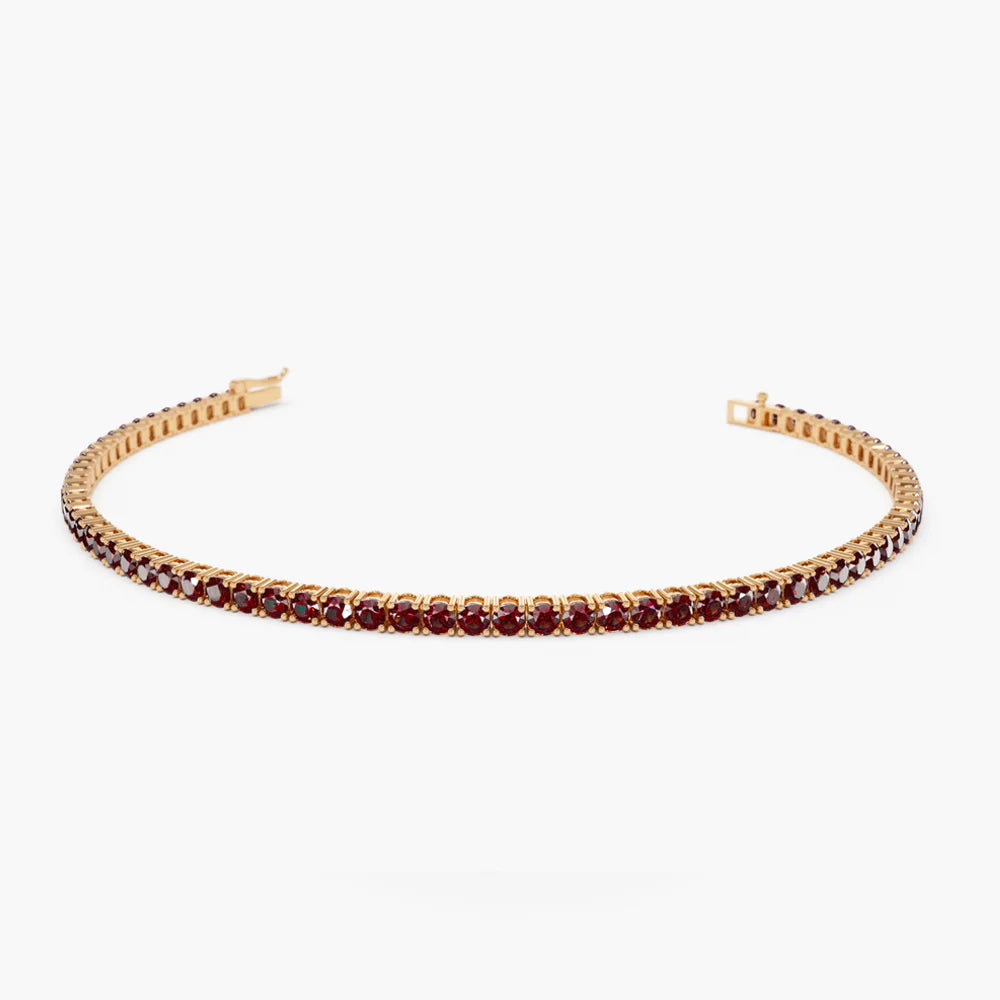 Solid Gold Prong Setting Ruby Tennis Bracelet (3CFCA6)