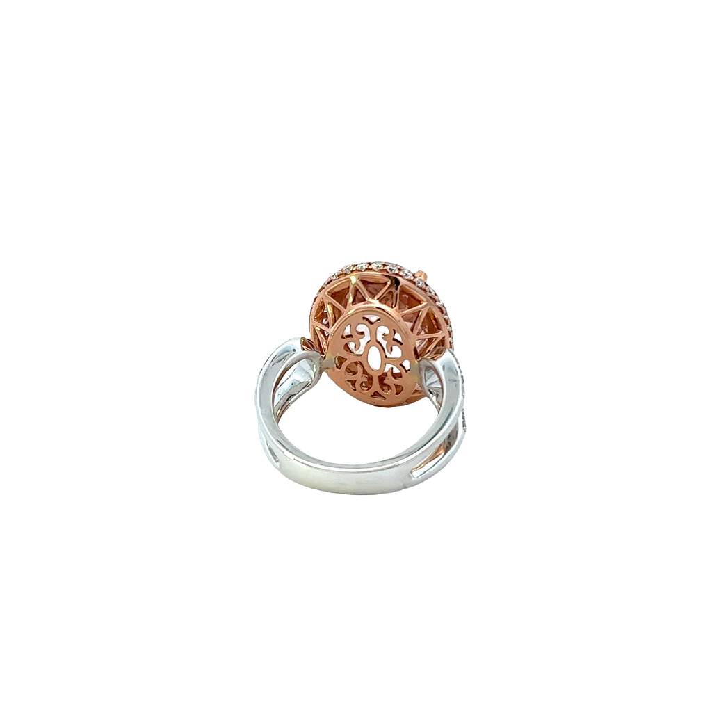 Solid Gold Oval-cut Morganite And Diamond Ring