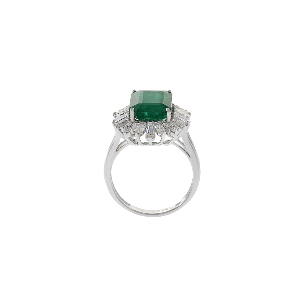 Solid Gold 4.01CT Emerald And Diamond Cocktail Ring