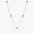Solid Gold Emerald Station Necklace (F2A9A7)
