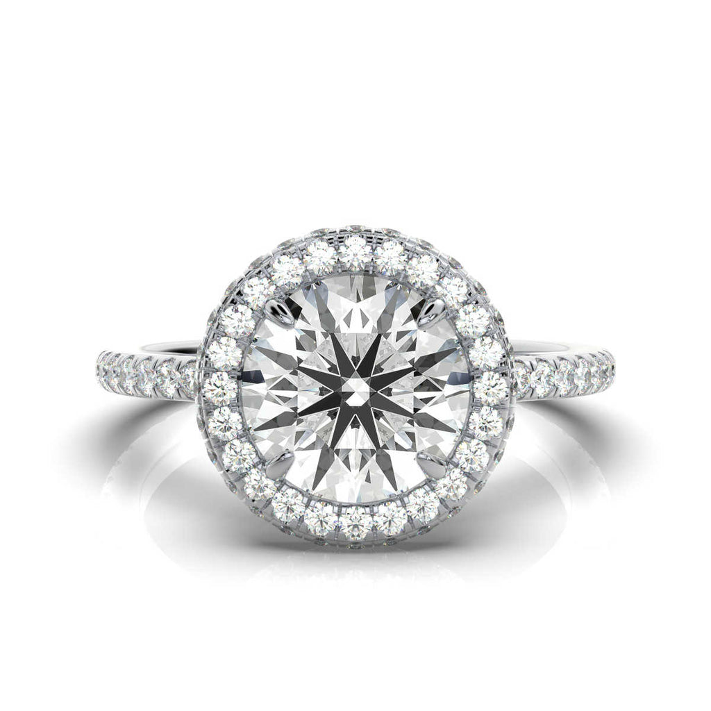 Solid Gold Halo Claw Lab Grown Diamond Ring