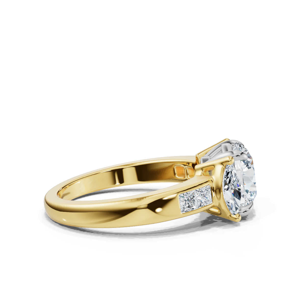 Solid Gold Engagement Ring 2 CT Three Stone Marquise Lab-Grown Diamond