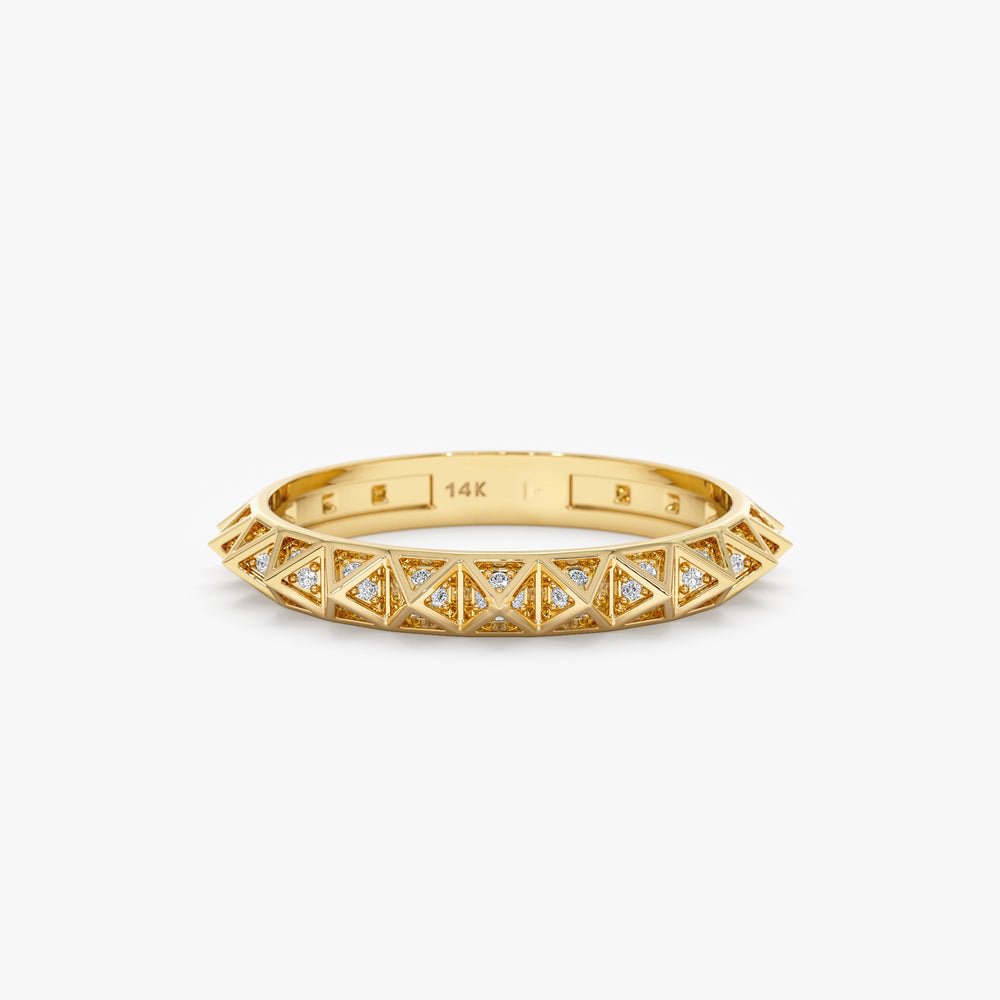 Solid Gold Diamond Pyramid Eternity Ring