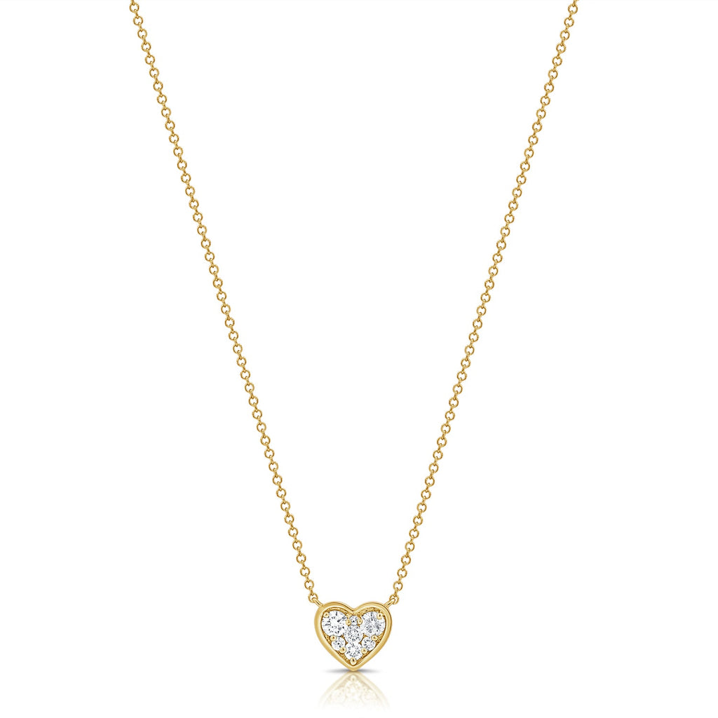 18K Solid Gold Heart Diamond Necklace - Style B