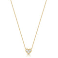 18K Solid Gold Heart Diamond Necklace - Style B