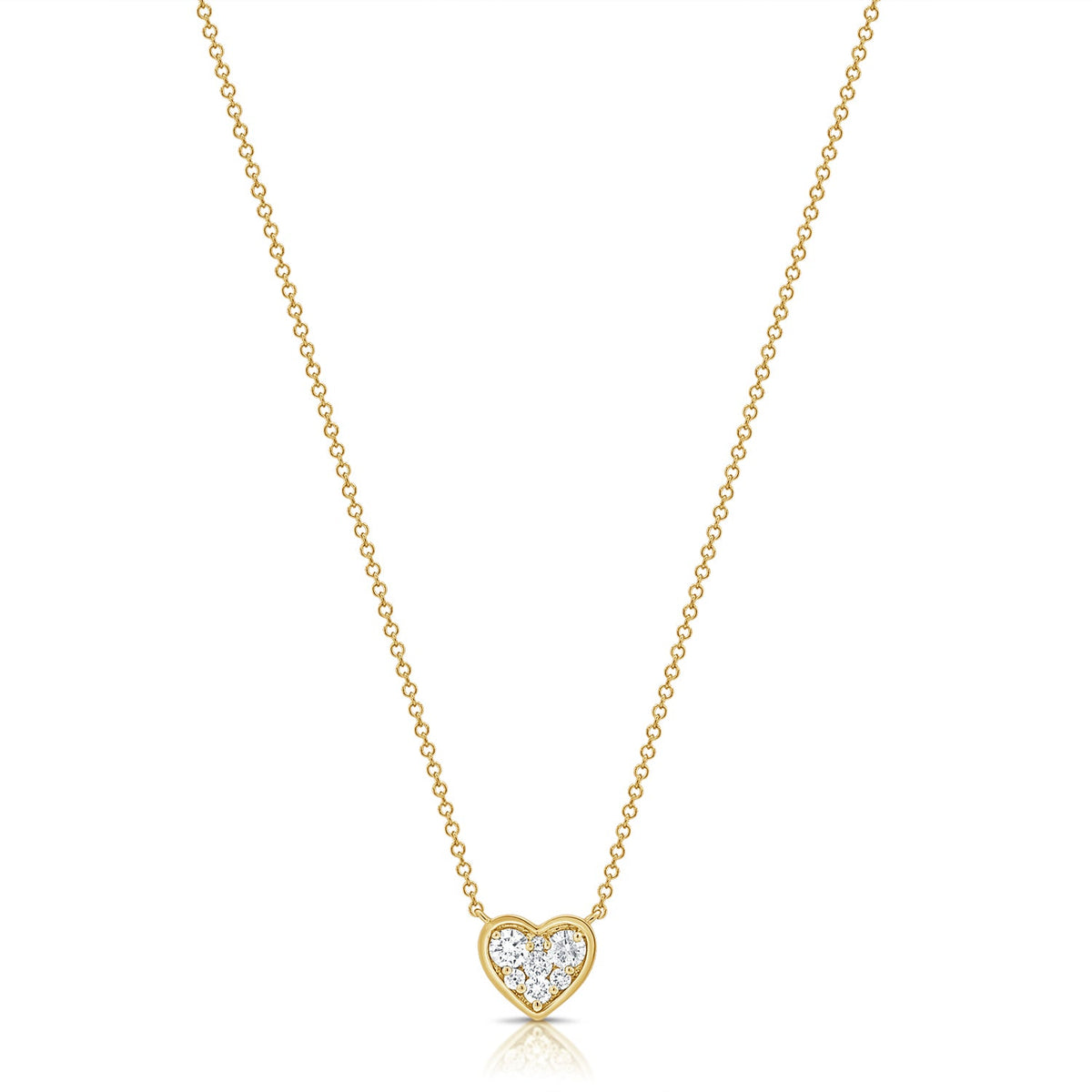 18K Solid Gold Heart Diamond Necklace - Style B