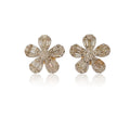 18K Solid Gold Diamond Flower Earring - Style B
