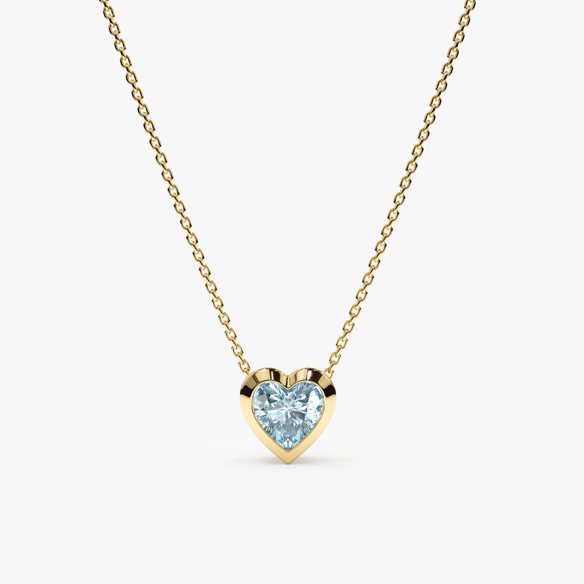 Solid Gold Aquamarine Heart Necklace (1EDFA8)