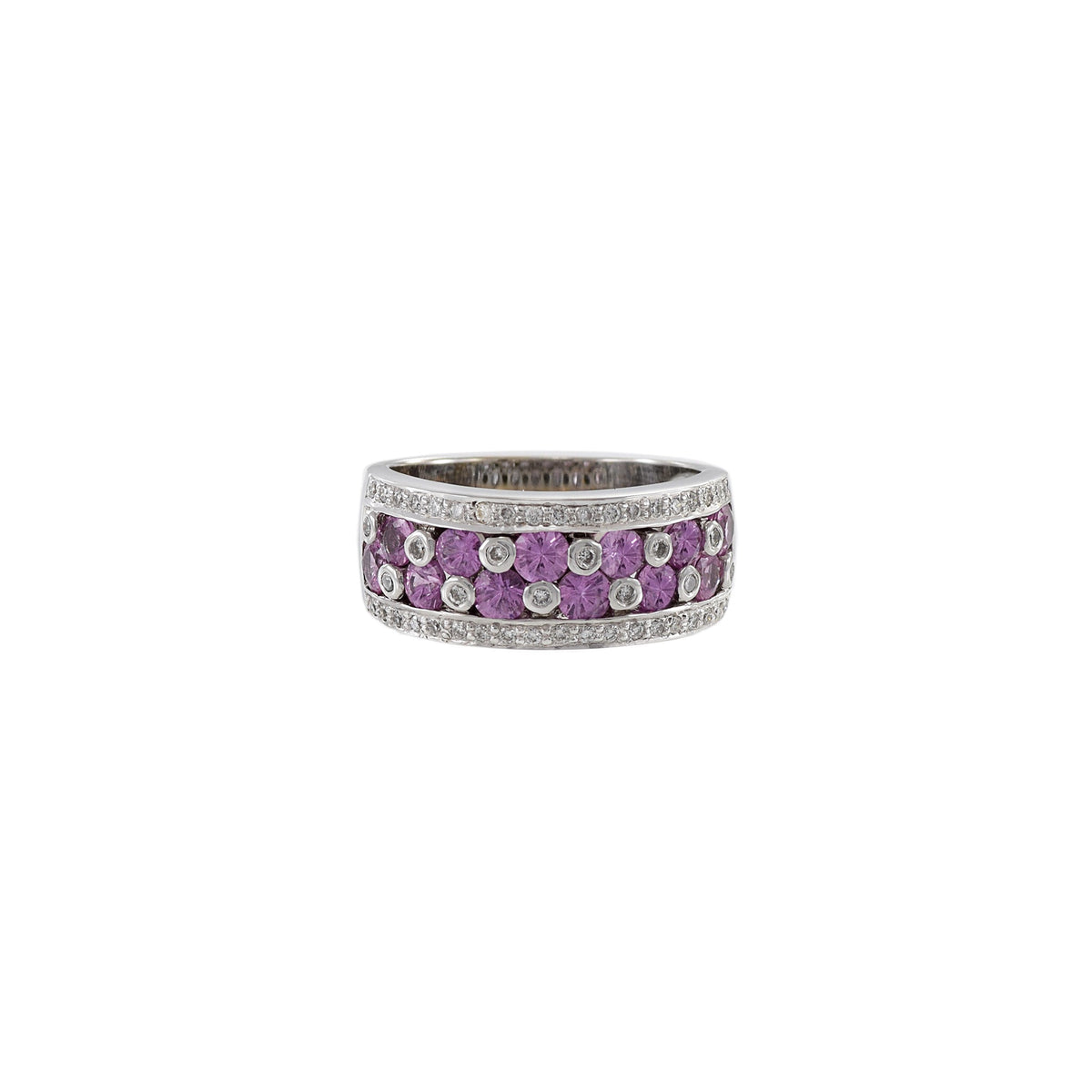 18K Solid Gold Pink Sapphire And Diamond Ring - Style A